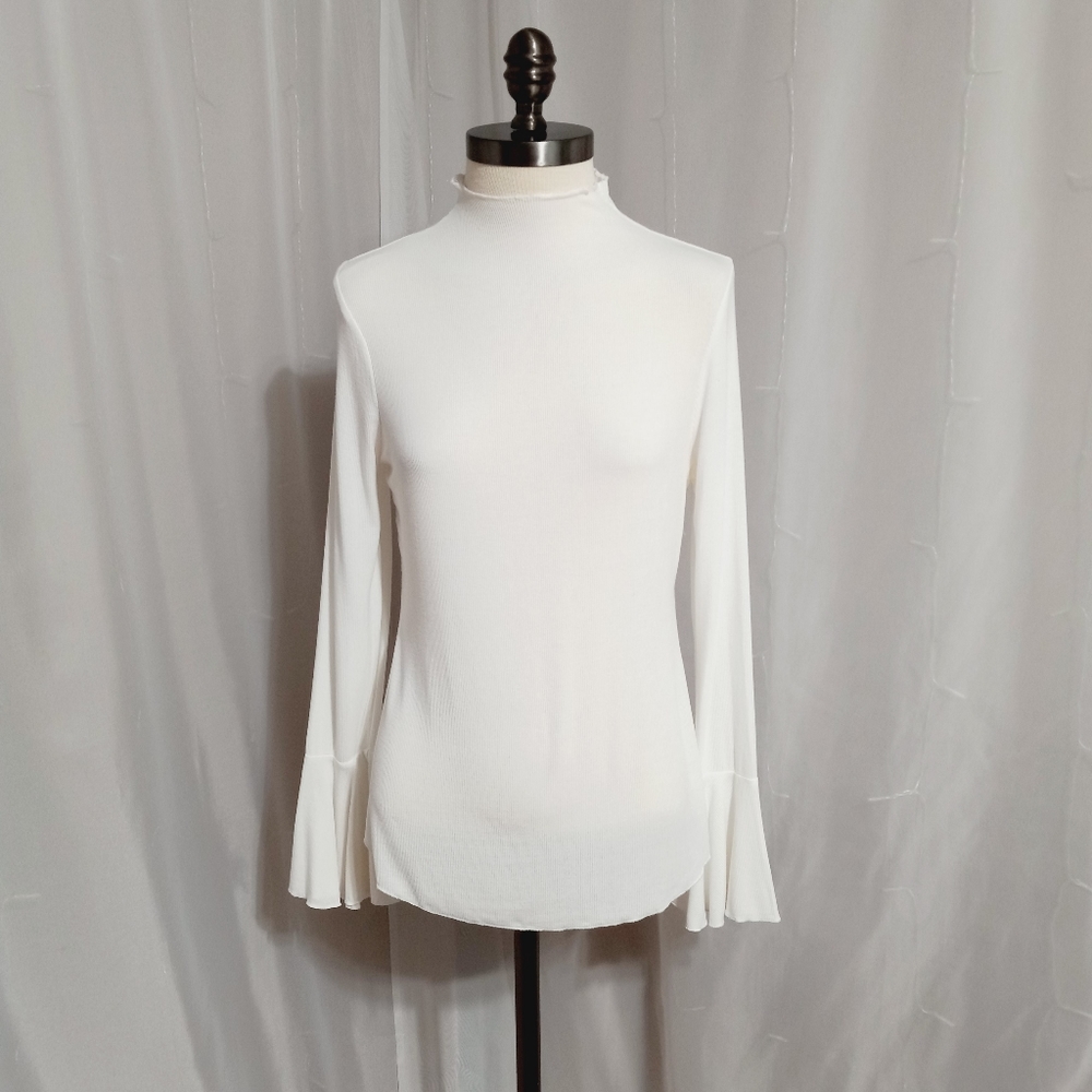 T.D.C - Soft Lightweight Mock Neck Long Sleeve With Bell/Handkerchief Cuffs